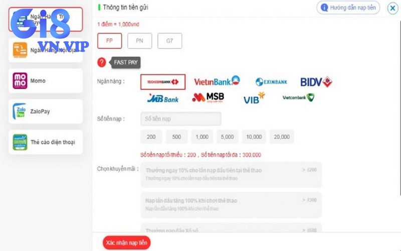Hướng dẫn chi tiết cách nạp tiền Gi8